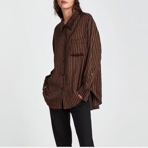 ZARA oversized button down striped shirt
